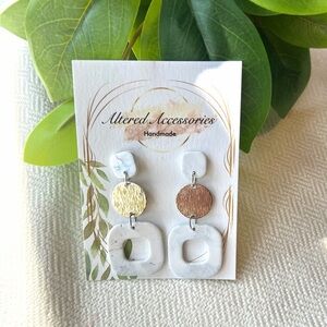 2/$30 Chic Blue Marble and Silver Dangle Earrings